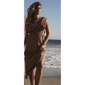 NEW KADIMAH sierra braided trim dress in mocha